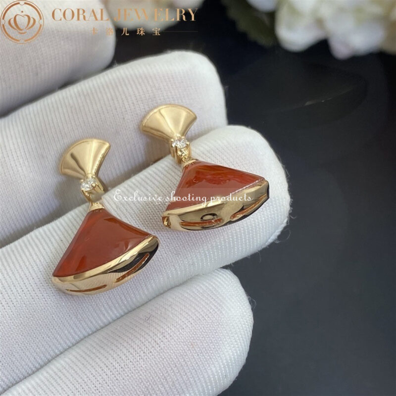 Bulgari Divas 356749 Dream Earrings Rose Gold Diamonds and Carnelian 3