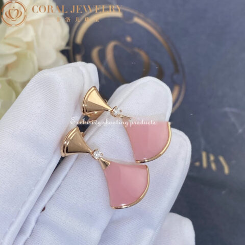 Bulgari Divas 357862 Dream Earrings Rose Gold Diamonds and Pink Opal 2