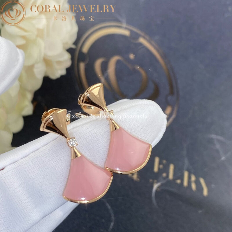 Bulgari Divas 357862 Dream Earrings Rose Gold Diamonds and Pink Opal 3