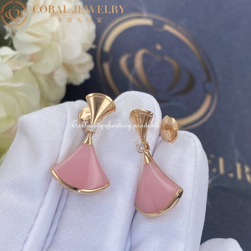 Bulgari Divas 357862 Dream Earrings Rose Gold Diamonds and Pink Opal 4