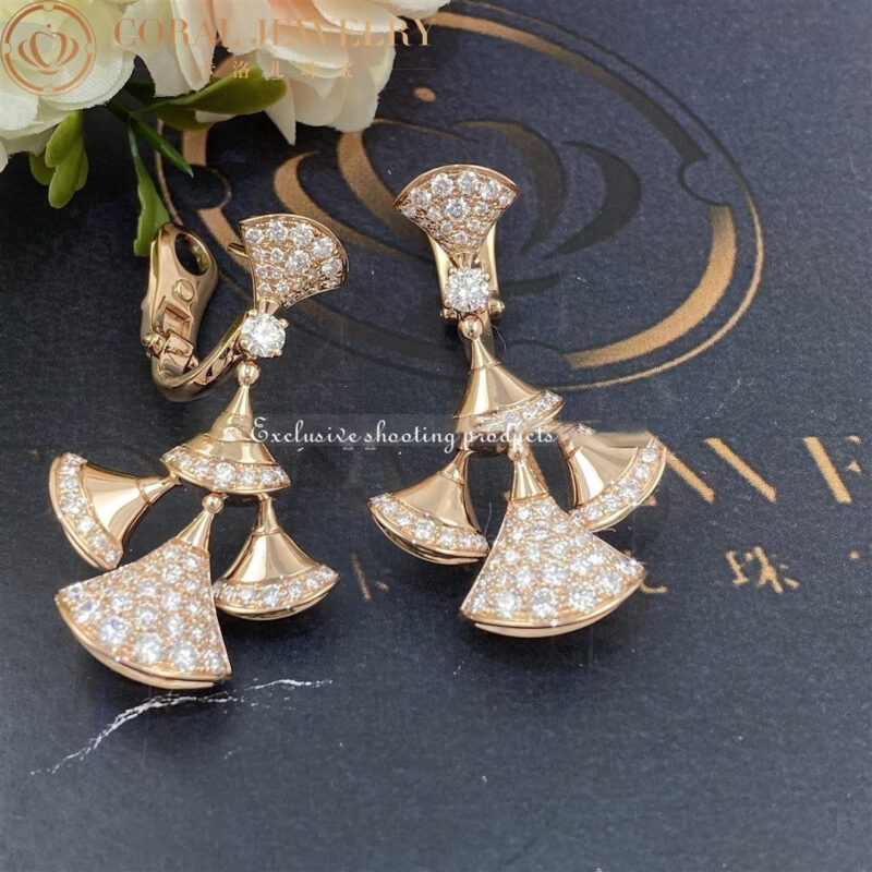 Bulgari Divas 352810 Dream Earrings Rose Gold Diamonds v6