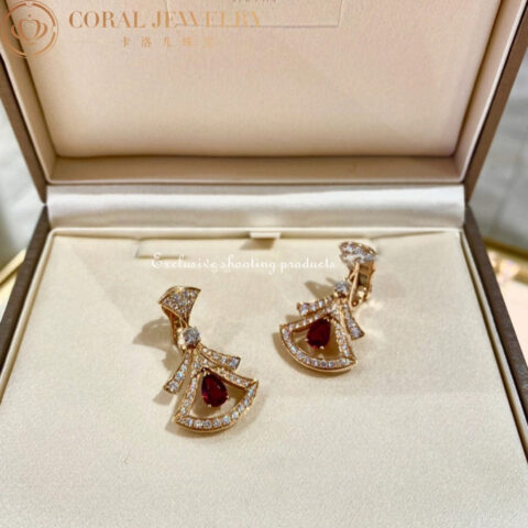Bulgari Divas 356954 Dream Earrings Rose Gold Diamonds Rubies 2