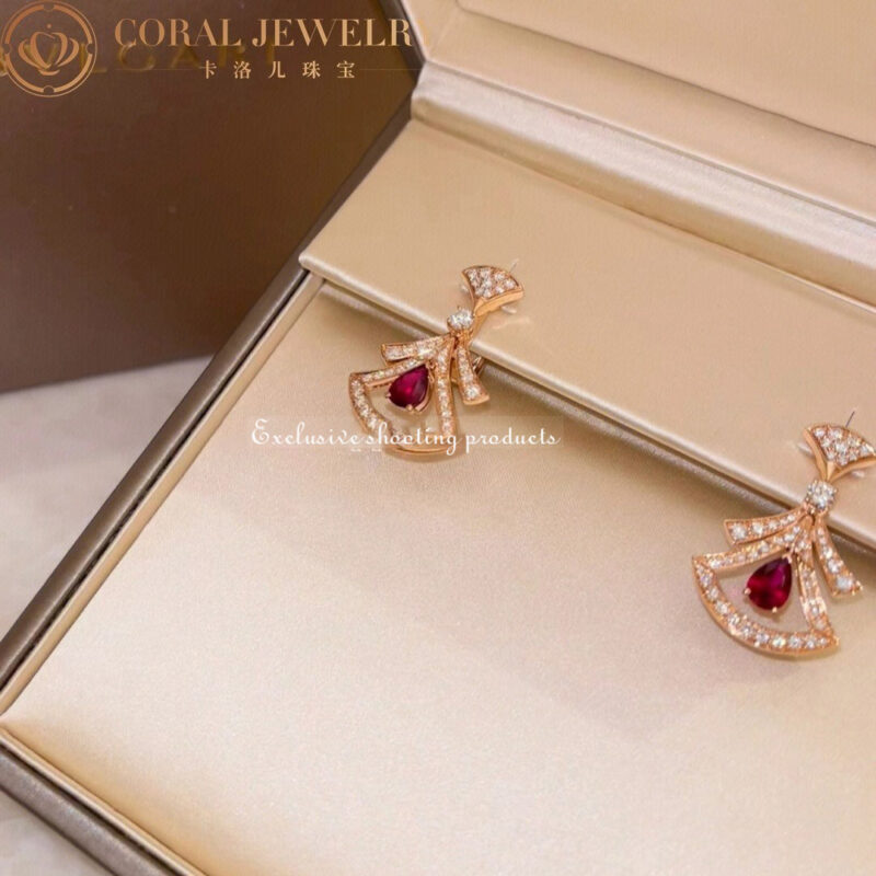 Bulgari Divas 356954 Dream Earrings Rose Gold Diamonds Rubies 3