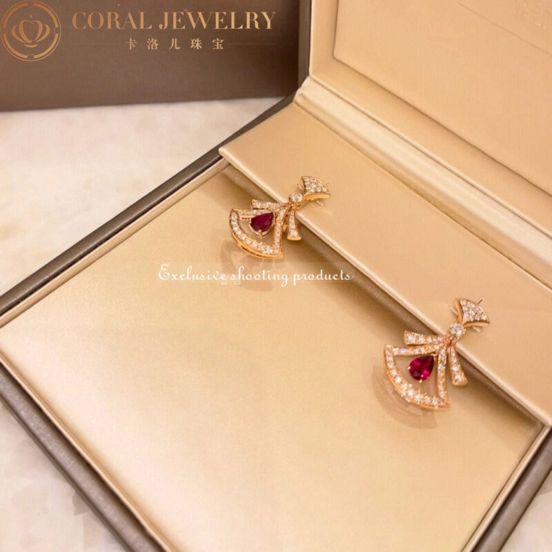 Bulgari Divas 356954 Dream Earrings Rose Gold Diamonds Rubies 4