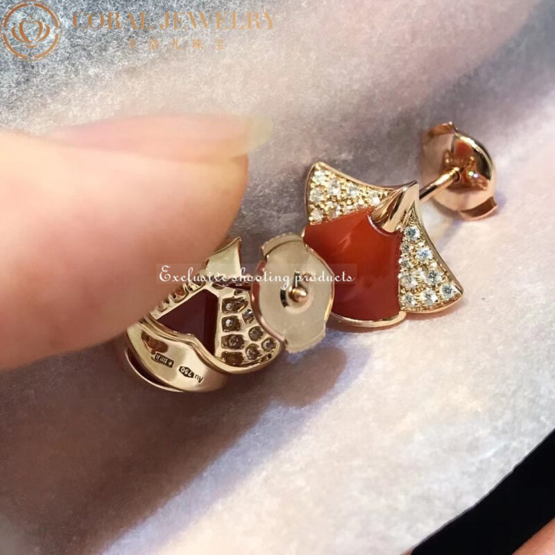 Bulgari Divas 356749-1-1 Dream Earrings Rose Gold Diamonds with Carnelian 3