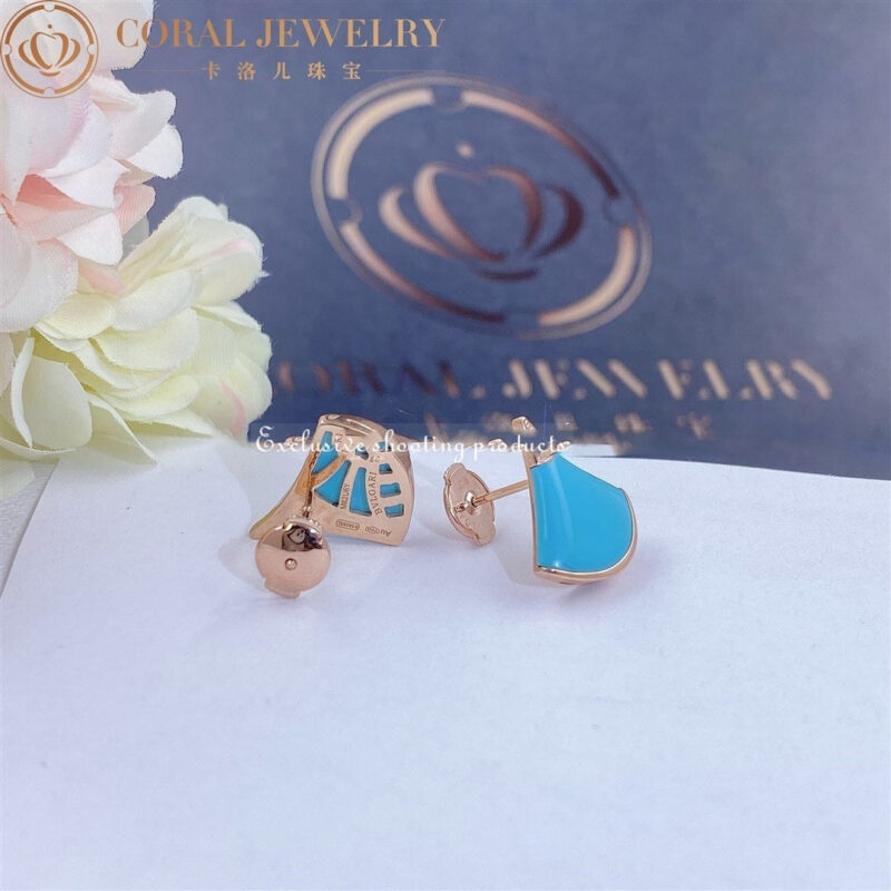 Bulgari Divas 353036 Dream Earrings Rose Gold Diamonds with Turquoise 5