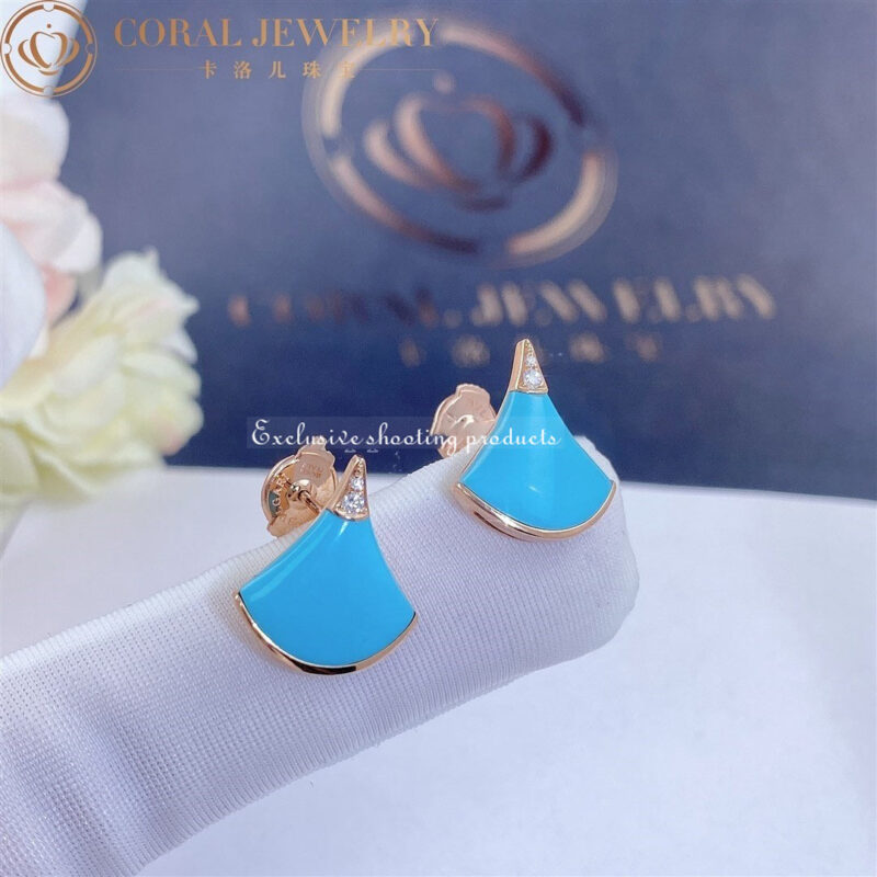 Bulgari Divas 353036 Dream Earrings Rose Gold Diamonds with Turquoise 3