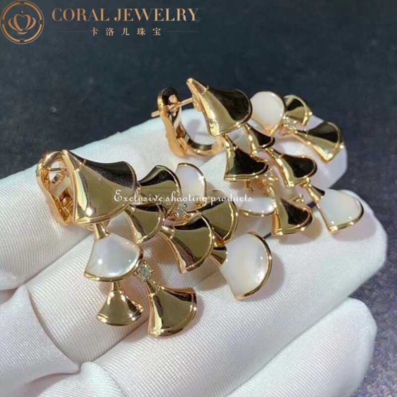 Bulgari Divas Dream 348363 Earrings Rose Gold Diamonds with Mother of Pearl OR856468 4