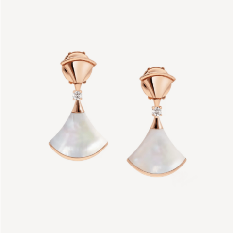 Bulgari 350740 Divas’ Dream Earrings Rose Gold Diamonds with Mother of Pearl Earrings 1