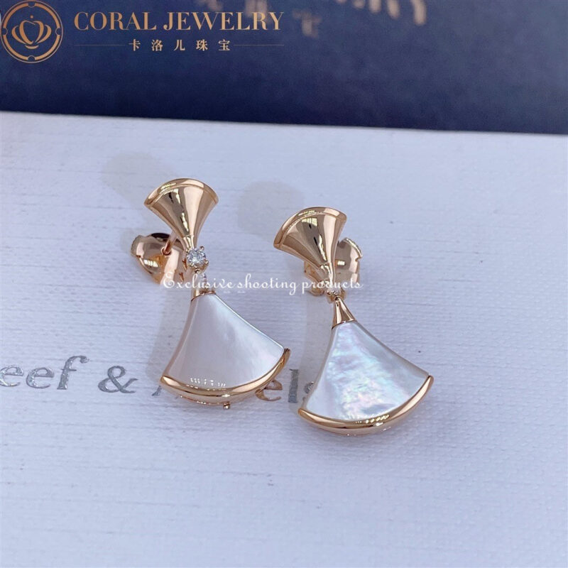 Bulgari 350740 Divas’ Dream Earrings Rose Gold Diamonds with Mother of Pearl Earrings 3