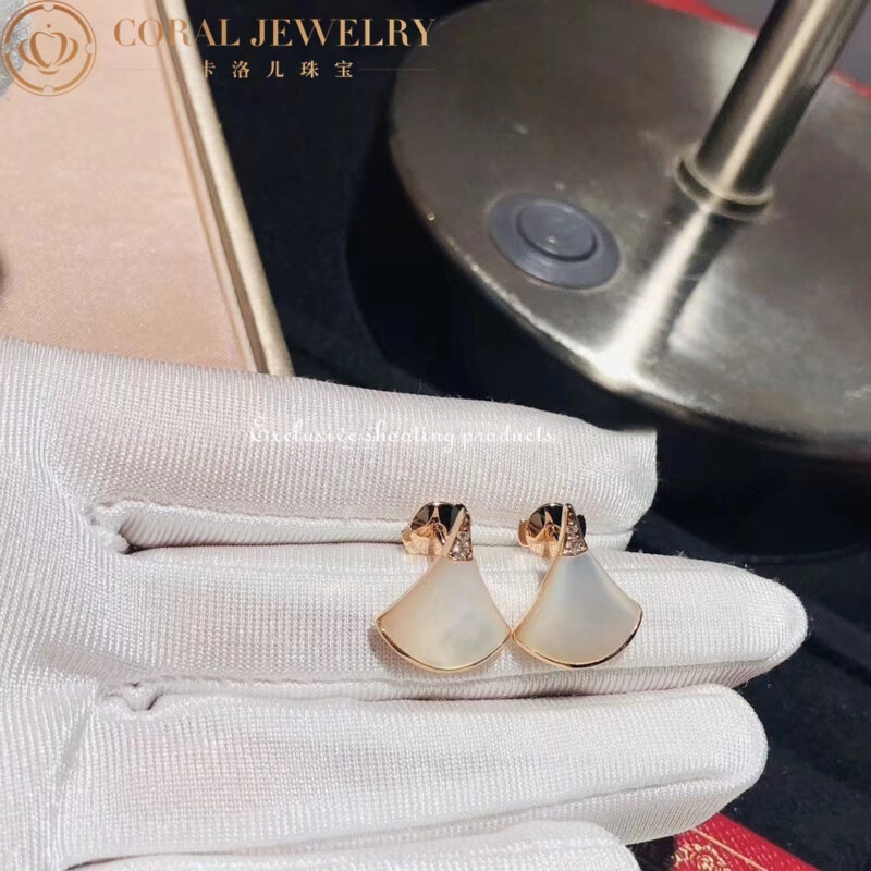 Bulgari Divas Dream 352600 Earrings Rose Gold Diamonds with Mother of Pearl 4