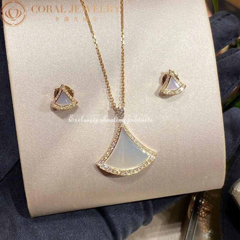 Bulgari Divas Dream 358899 Earrings Rose Gold Diamonds with Mother of Pearl 6