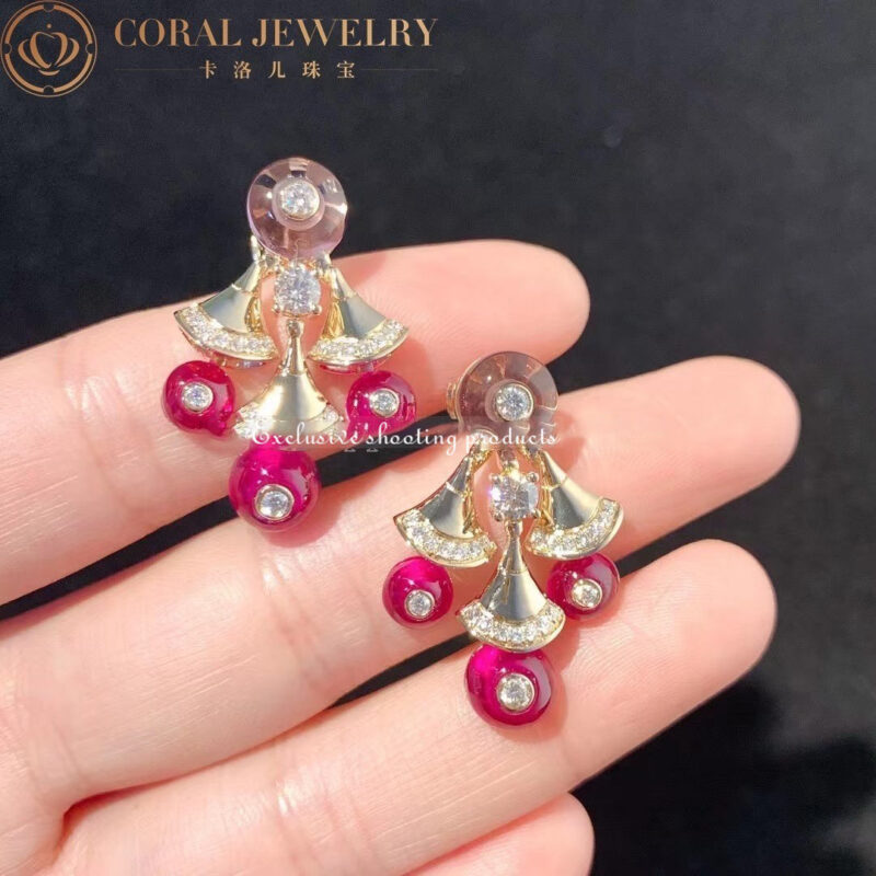 Bulgari 348357 Divas’ Dream Earrings Rose Gold with Amethysts OR856484 Rubellites and Pavé Diamonds 7