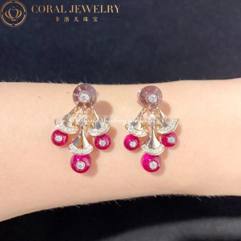 Bulgari 348357 Divas’ Dream Earrings Rose Gold with Amethysts OR856484 Rubellites and Pavé Diamonds 5