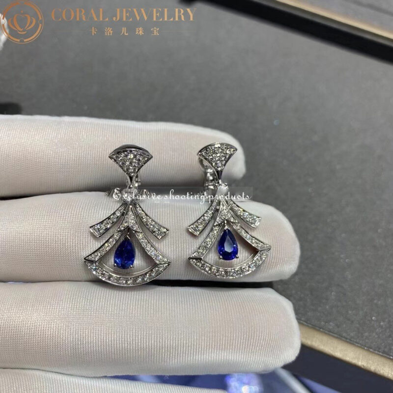 Bulgari 357324 Divas’ Dream Earrings White Gold Diamonds Blue Sapphires 4