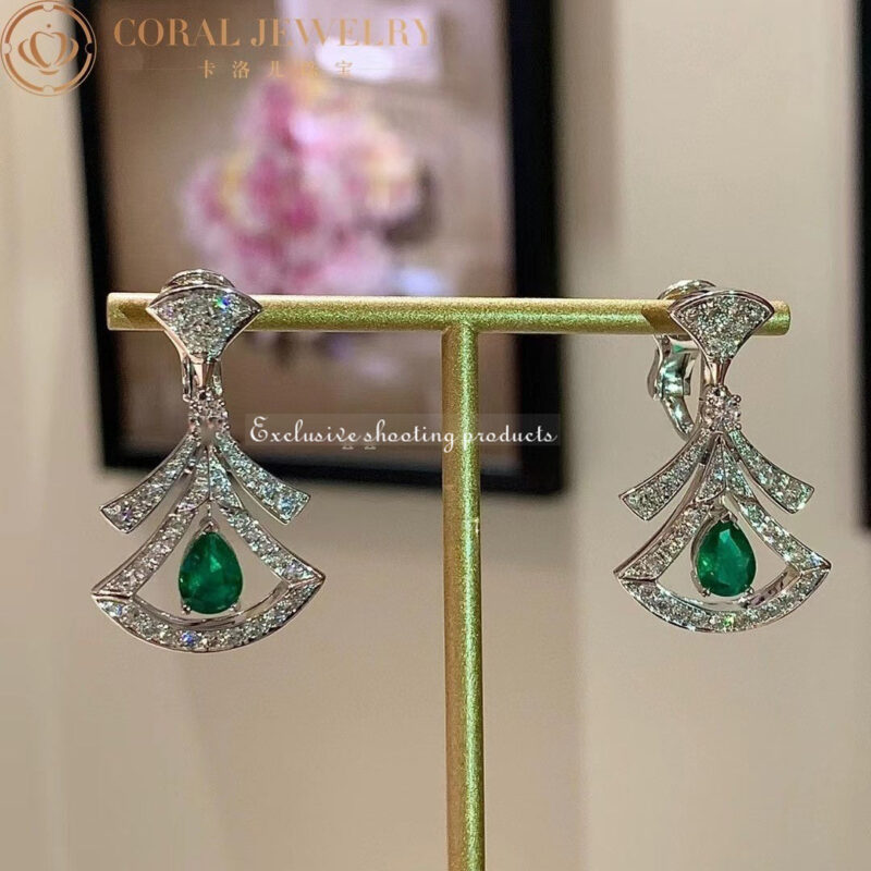 Bulgari 356956 Divas’ Dream Earrings White Gold Diamonds Emeralds 3