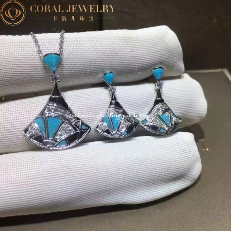 Bulgari Divas’ 350741 Dream Earrings White Gold Diamonds Turquoise OR857248 3