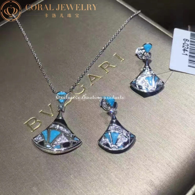 Bulgari Divas’ 350741 Dream Earrings White Gold Diamonds Turquoise OR857248 2