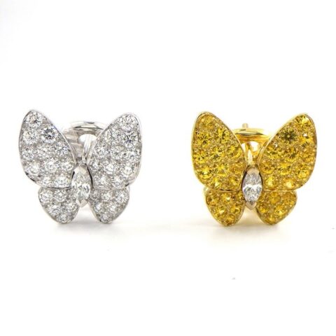 Van Cleef & Arpels VCARB15100 Two Butterfly earrings Yellow gold Diamond Sapphire 1