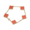 Van Cleef & Arpels Bracelet Vintage Alhambra 5 Motif 18k Yellow Gold Coral Bracelet 1