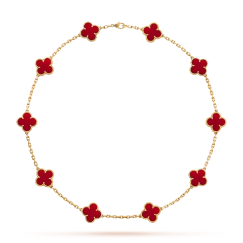 Van Cleef & Arpels VCARD40600 Vintage Alhambra necklace 10 motifs Yellow gold Carnelian necklace 1