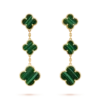 Van Cleef & Arpels VCARO2AG00 Magic Alhambra earrings 3 motifs 18K yellow gold Malachite earrings 1