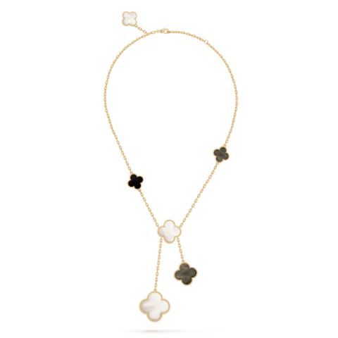 Van Cleef & Arpels Magic Alhambra necklace VCARD79200 6 motifs Yellow gold Mother-of-pearl Onyx 1