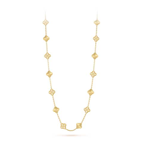 Van Cleef & Arpels VCARP4KM00 necklace Vintage Alhambra long necklace 20 motifs White gold Diamond necklace 1