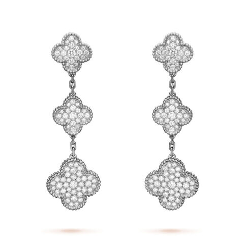 Van Cleef & Arpels VCARN9MR00 Magic Alhambra earrings 3 motifs White gold Diamond earrings 1