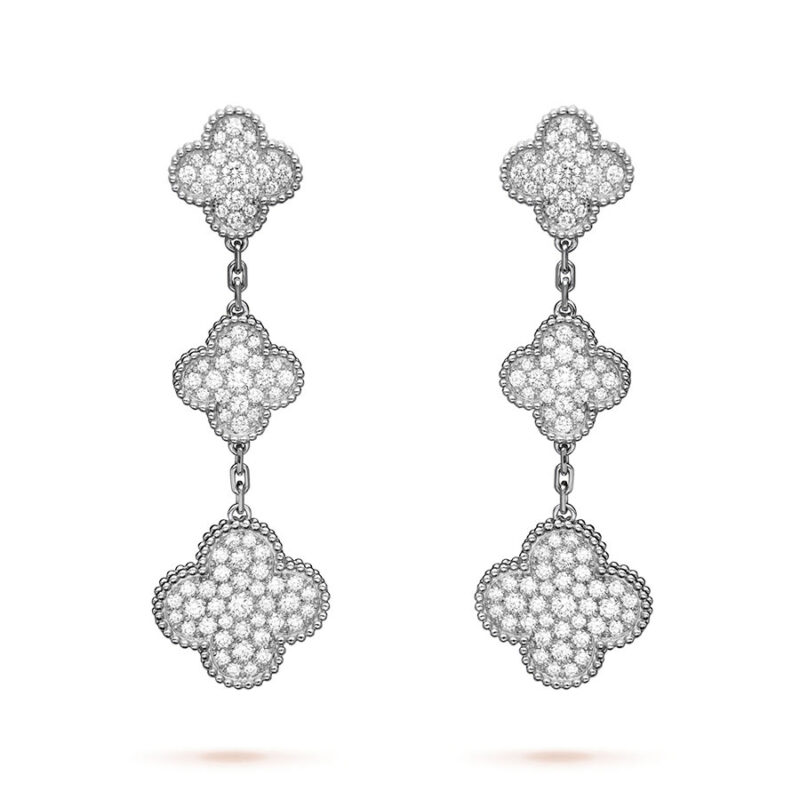 Van Cleef & Arpels VCARN9MR00 Magic Alhambra earrings 3 motifs White gold Diamond earrings 1