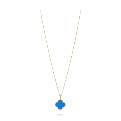 Van Cleef & Arpels VCARP6LA00 Magic Alhambra long necklace 1 motif Yellow Gold Blue Agate necklace 1