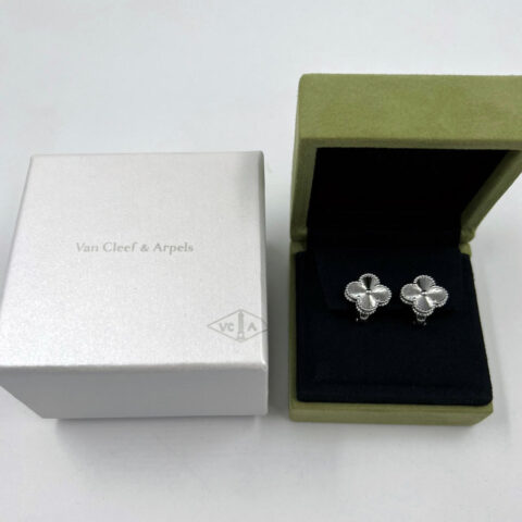 Van Cleef & Arpels VCARP9XF00 Vintage Alhambra earrings 18K white gold 3