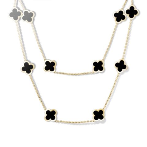 Van Cleef & Arpels VCARB13700 Pure Alhambra long necklace 14 motifs Yellow gold Onyx necklace 1