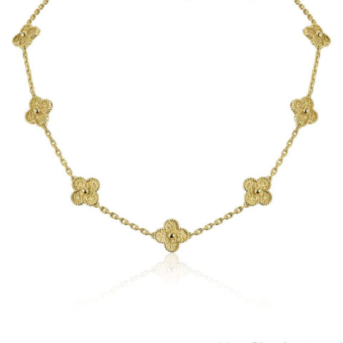 Van Cleef & Arpels necklace VCARO1ID00 Vintage Alhambra 10 motifs 18K yellow gold necklace 5