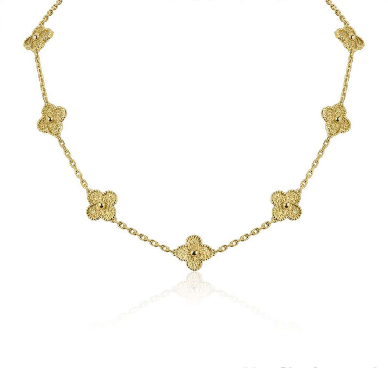 Van Cleef & Arpels necklace VCARO1ID00 Vintage Alhambra 10 motifs 18K yellow gold necklace 5