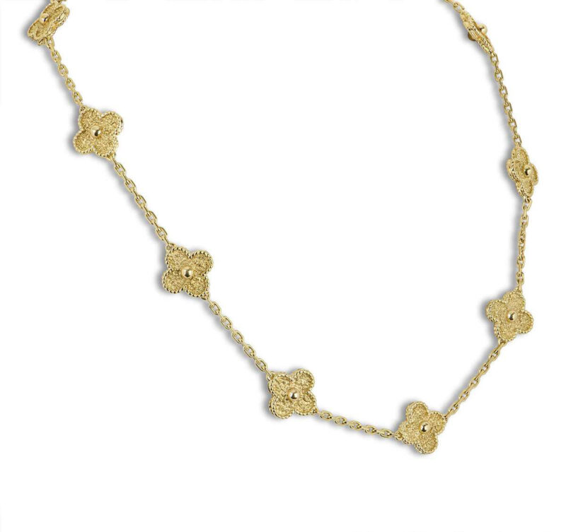 Van Cleef & Arpels necklace VCARO1ID00 Vintage Alhambra 10 motifs 18K yellow gold necklace 4