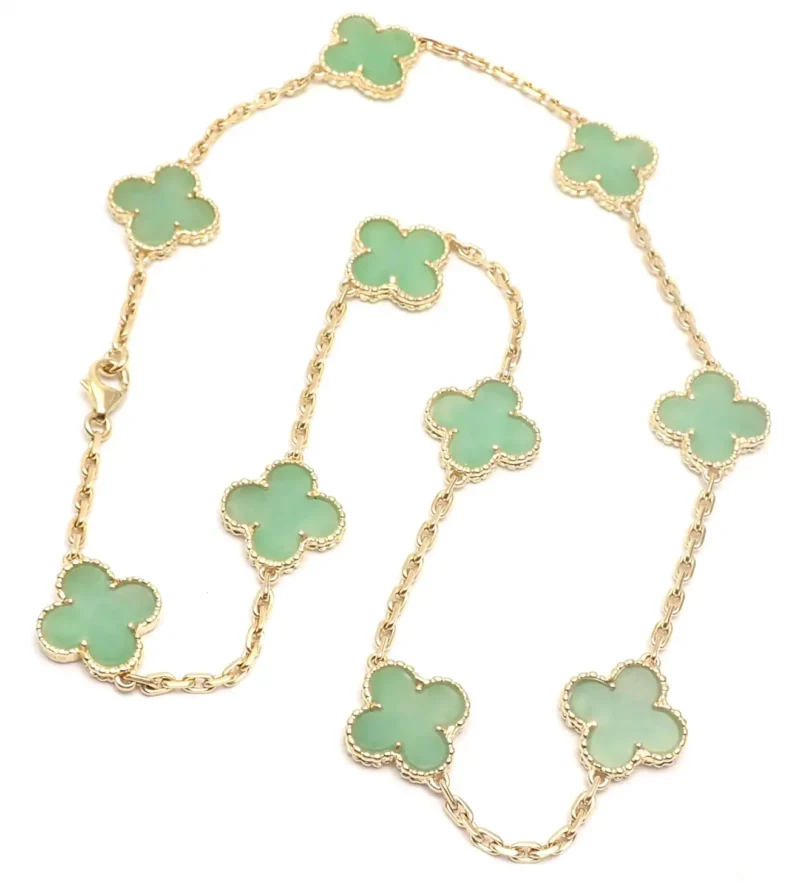 Van Cleef & Arpels Vintage Alhambra Necklace 10 Motifs Yellow Gold Jade Necklace VCARO3QJ00 3