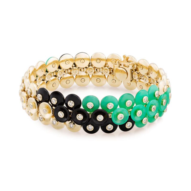 Van Cleef & Arpels VCARO6W300 Bouton d’or bracelet Yellow gold Chrysoprase Diamond Onyx bracelet 1