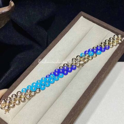 Van Cleef & Arpels VCARP1AL00 Bouton d’or bracelet Yellow gold Diamond Lapis Lazuli Turquoise bracelet 7