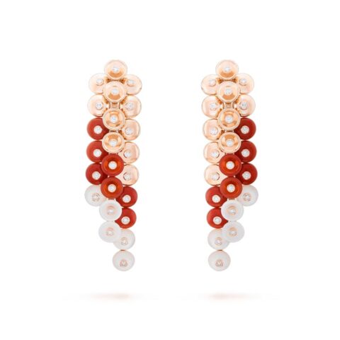 Van Cleef & Arpels VCARO77300 Bouton d’or earrings Rose gold Carnelian Diamond Mother-of-pearl earrings 1