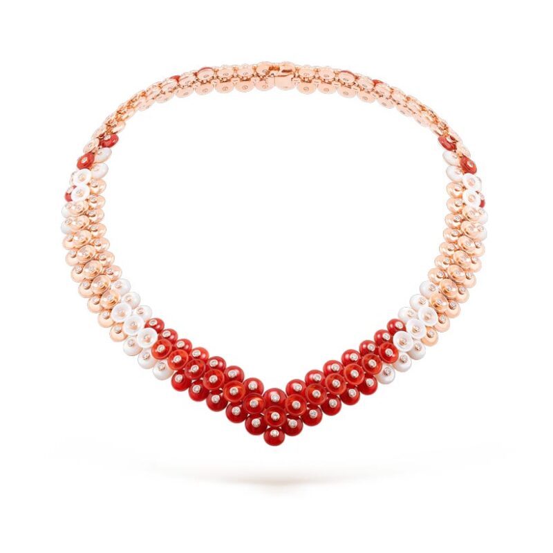 Van Cleef & Arpels VCARO7GI00 Bouton d’or necklace Rose gold Carnelian Diamond Mother-of-pearl necklace 2