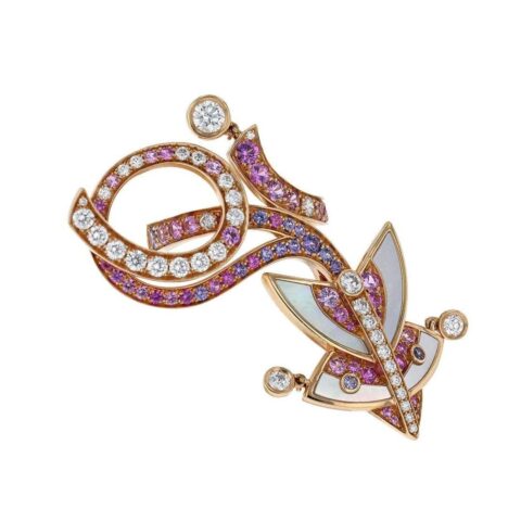 Van Cleef & Arpels VCARO5QI00 Cerfs-Volants Diamonds Color Sapphires Mother Of Pearl And Gold Ring