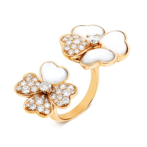 Van Cleef & Arpels VCARO55100 Cosmos Between the Finger ring Rose gold Diamond Mother-of-pearl ring 1