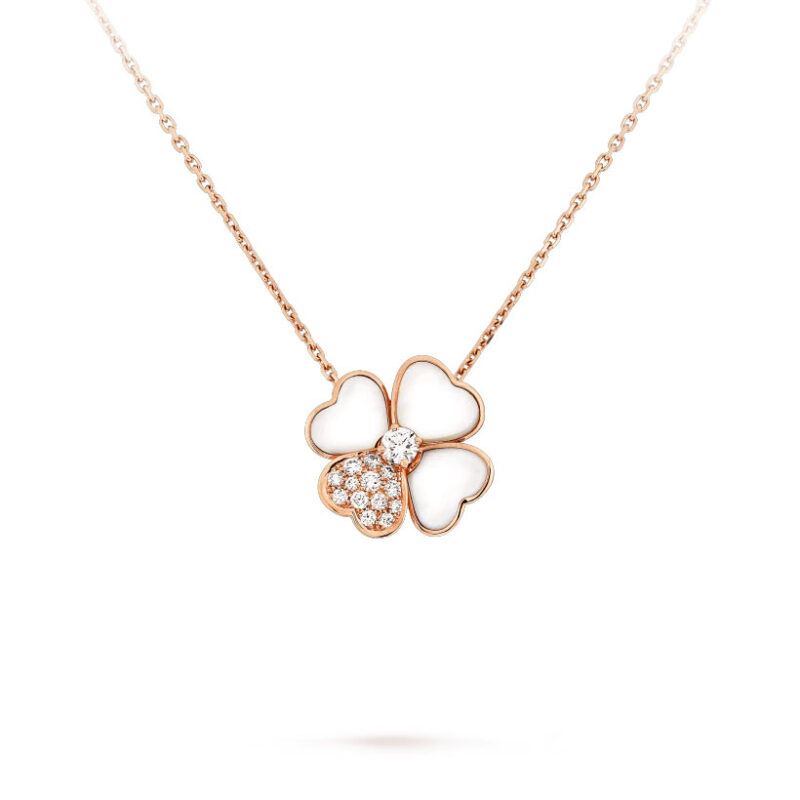 Van Cleef & Arpels VCARO5BV00 Cosmos clip pendant medium model Rose gold Diamond Mother-of-pearl 1