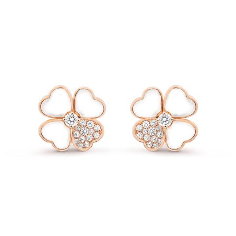Van Cleef & Arpels VCARO5BZ00 Cosmos earrings medium model Rose gold Diamond Mother-of-pearl earrings 1