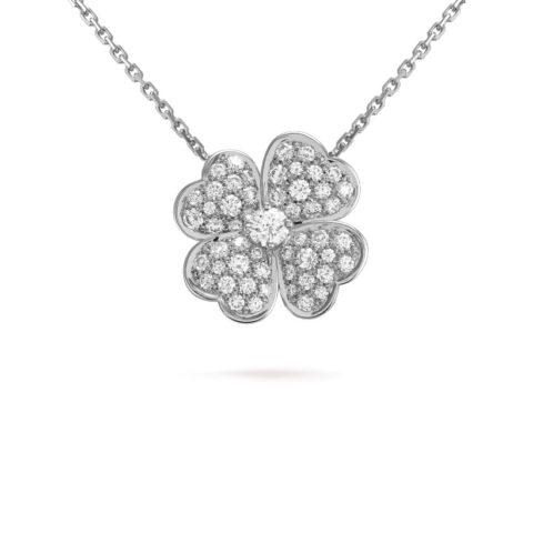 Van Cleef & Arpels VCARO64900 Cosmos medium model clip pendant White gold Diamond Necklace 2