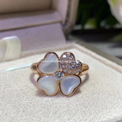 Van Cleef & Arpels VCARO51Y00 Cosmos ring medium model Rose gold Diamond Mother-of-pearl ring 11