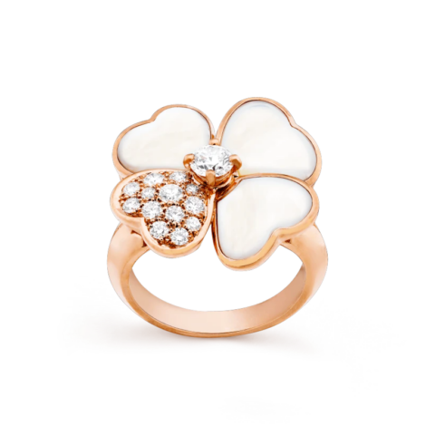 Van Cleef & Arpels VCARO51Y00 Cosmos ring medium model Rose gold Diamond Mother-of-pearl ring 1