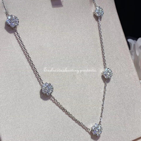 Van Cleef & Arpels VCARA47600 Fleurette necklace 5 flowers large model White gold Diamond 12