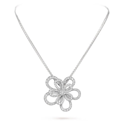 Van Cleef & Arpels VCARP0I300 Flowerlace clip and pendant White gold Diamond Necklace 1
